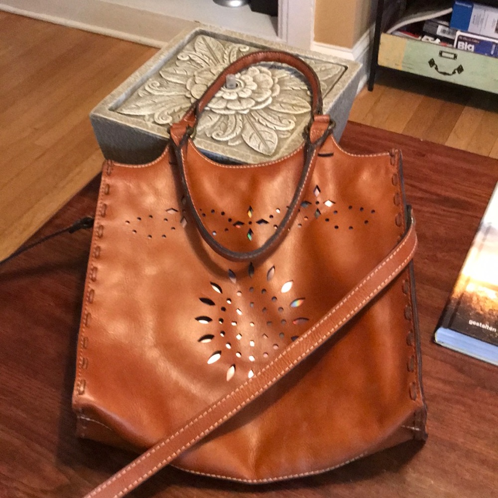 New Patricia Nash chestnut leather crossbody.
